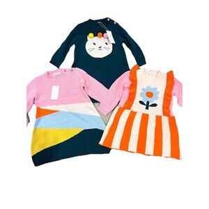 Munich Blue Baby Girl Child Toddler Infant Lot Of 3 Sweater Dresses 12-18 Months